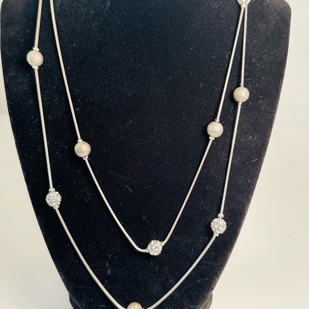 Elegant Silver  Beaded Necklace